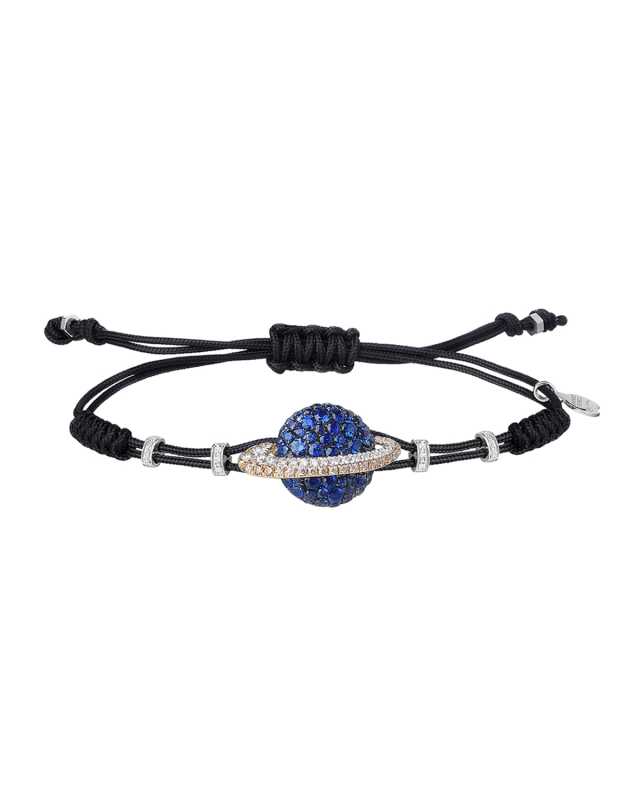 18k Diamond & Sapphire Saturn Pull-Cord Bracelet